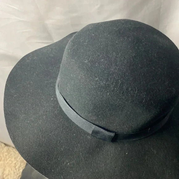 H&M DIVIDED WOMENS BLACK 100% WOOL HAT BLACK RIBBON BAND  GOOD CLEAN CONDITION - Picture 8 of 10